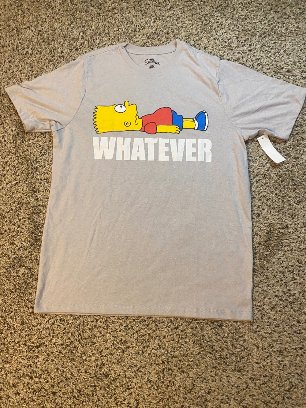 The Simpsons Bart Simpson "Whatever" White Graphic Tee S 2XL Crew Neck